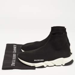 Pre Owned Balenciaga Black Knit Fabric Speed Trainer Sneakers Size 44