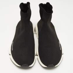 Pre Owned Balenciaga Black Knit Fabric Speed Trainer Sneakers Size 44