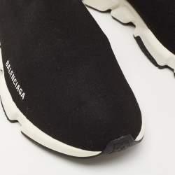 Pre Owned Balenciaga Black Knit Fabric Speed Trainer Sneakers Size 44