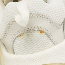 Pre Owned Balenciaga White/Grey Leather and Mesh Triple S Sneakers Size 38