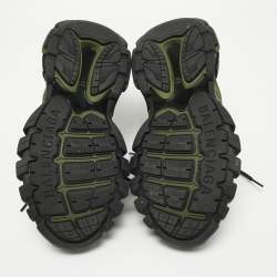Pre Owned Balenciaga Green Faux Leather and Mesh Track 2 Sneakers Size 42