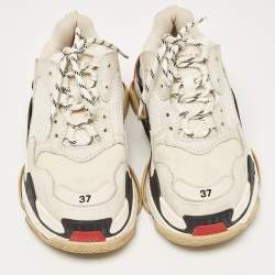 مملوكة مسبقًا Balenciaga Multicolor Mesh and Nubuck Leather Triple S Low Top Sneakers Size 37