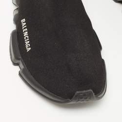Pre Owned Balenciaga Black Knit Fabric Speed Trainer High Top Sneakers Size 43