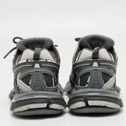 Pre Owned Balenciaga Grey/Black Leather and Rubber Track 2 Sneakers Size 43