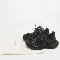 Balenciaga Black Faux Leather and Mesh Track Sneakers Size 36