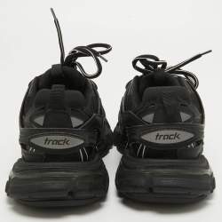 Balenciaga Black Faux Leather and Mesh Track Sneakers Size 36