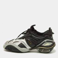 Balenciaga Black/Silver Rubber and Mesh Tyrex Sneakers Size 39