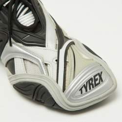 Balenciaga Black/Silver Rubber and Mesh Tyrex Sneakers Size 39