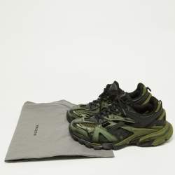 Pre Owned حذاء رياضي بالنسياغا تراك ترينر شبك وجلد أسود بعنق منخفض مقاس 46