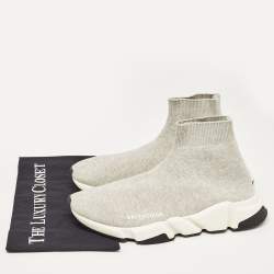 Pre Owned Balenciaga Grey Knit Fabric Speed Trainer Sneakers Size 41