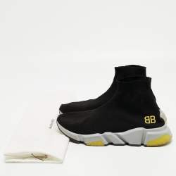 Balenciaga Black Knit Fabric BB Speed Trainer Sneakers Size 43