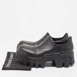 Pre Owned Balenciaga Black Leather Bulldozer Mini Boots Size 43