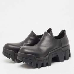 Pre Owned Balenciaga Black Leather Bulldozer Mini Boots Size 43