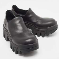 Pre Owned Balenciaga Black Leather Bulldozer Mini Boots Size 43