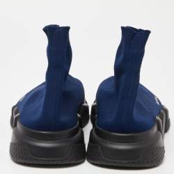 Pre Owned Balenciaga Blue Knit Fabric Speed Trainers High Top Sneakers Size 44