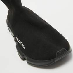 Pre Owned Balenciaga Black Knit Fabric Speed Trainer Sneakers Size 43