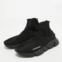 Pre Owned Balenciaga Black Knit Fabric Speed Trainer Sneakers Size 43