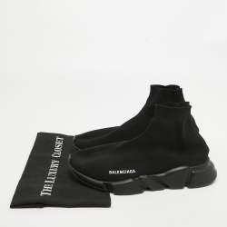 Pre Owned Balenciaga Black Knit Fabric Speed Trainer Sneakers Size 43
