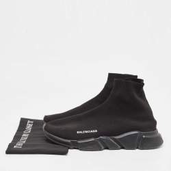 Balenciaga Black Knit Fabric Speed Trainer High Top Sneakers Size 44