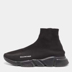 Balenciaga Black Knit Fabric Speed Trainer High Top Sneakers Size 44