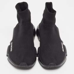 Balenciaga Black Knit Fabric Speed Trainer Sneakers Size 41