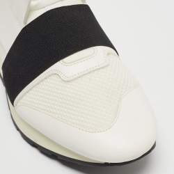 Pre Owned Balenciaga White Mesh and Leather Race Runner Sneakers Size 43