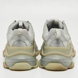 Balenciaga Grey Nubuck Leather and Mesh Low Top Sneakers Size 40