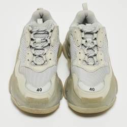 Balenciaga Grey Nubuck Leather and Mesh Low Top Sneakers Size 40