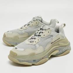 Balenciaga Grey Nubuck Leather and Mesh Low Top Sneakers Size 40