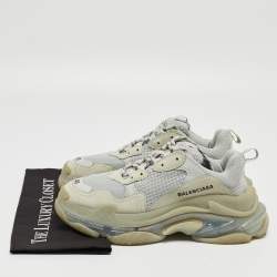 Balenciaga Grey Nubuck Leather and Mesh Low Top Sneakers Size 40