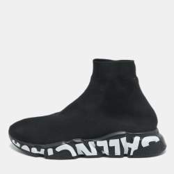 Balenciaga Black Knit Fabric Speed Trainer Sneakers Size 42