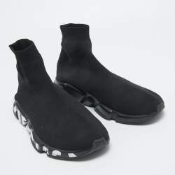 Balenciaga Black Knit Fabric Speed Trainer Sneakers Size 42