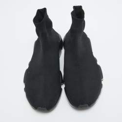Balenciaga Black Knit Fabric Speed Trainer Sneakers Size 42