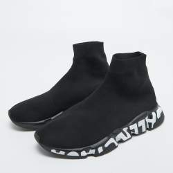 Balenciaga Black Knit Fabric Speed Trainer Sneakers Size 42