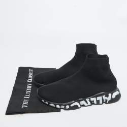 Balenciaga Black Knit Fabric Speed Trainer Sneakers Size 42