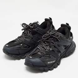 Balenciaga Black Mesh and Faux Leather Track Sneakers Size 46