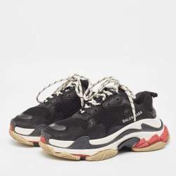 Balenciaga Black Faux Leather and Mesh Triple S Sneakers Size 39