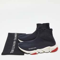 مملوكة مسبقًا Balenciaga Blue Knit Fabric Speed Trainer High Top Sneakers Size 39