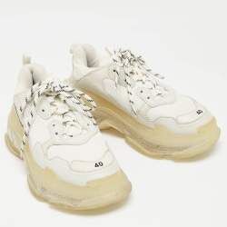 Balenciaga Grey Mesh and  Faux Leather Triple S Sneakers Size 40 