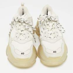 Balenciaga Grey Mesh and  Faux Leather Triple S Sneakers Size 40 