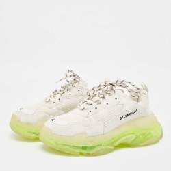 Pre Owned Balenciaga White Faux Leather and Mesh Triple S Clear Sole Low Top Sneakers Size 42