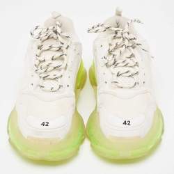 Pre Owned Balenciaga White Faux Leather and Mesh Triple S Clear Sole Low Top Sneakers Size 42