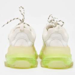 Pre Owned Balenciaga White Faux Leather and Mesh Triple S Clear Sole Low Top Sneakers Size 42