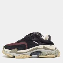 Balenciaga Black/Burgundy Suede Leather And Fabric Triple S Low Top  Sneakers Size 44 Balenciaga | TLC