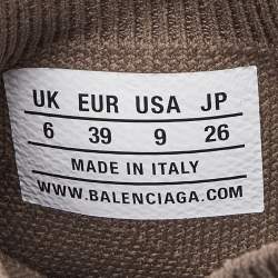 Pre Owned Balenciaga Brown Knit Fabric Speed Trainer High Top Sneakers Size 39