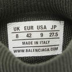 Pre Owned Balenciaga Green Knit Fabric Speed 2.0 High Top Sneakers Size 42