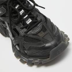 Pre Owned Balenciaga Black Faux Leather and Mesh Track 2 Sneakers Size 42