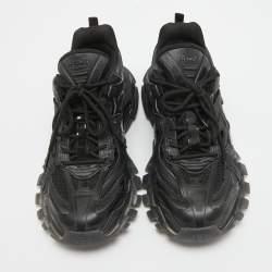 Pre Owned Balenciaga Black Faux Leather and Mesh Track 2 Sneakers Size 42