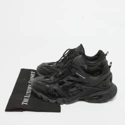 Pre Owned Balenciaga Black Faux Leather and Mesh Track 2 Sneakers Size 42