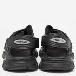 Balenciaga Black Rubber and Faux Leather Track Sandals Size 43